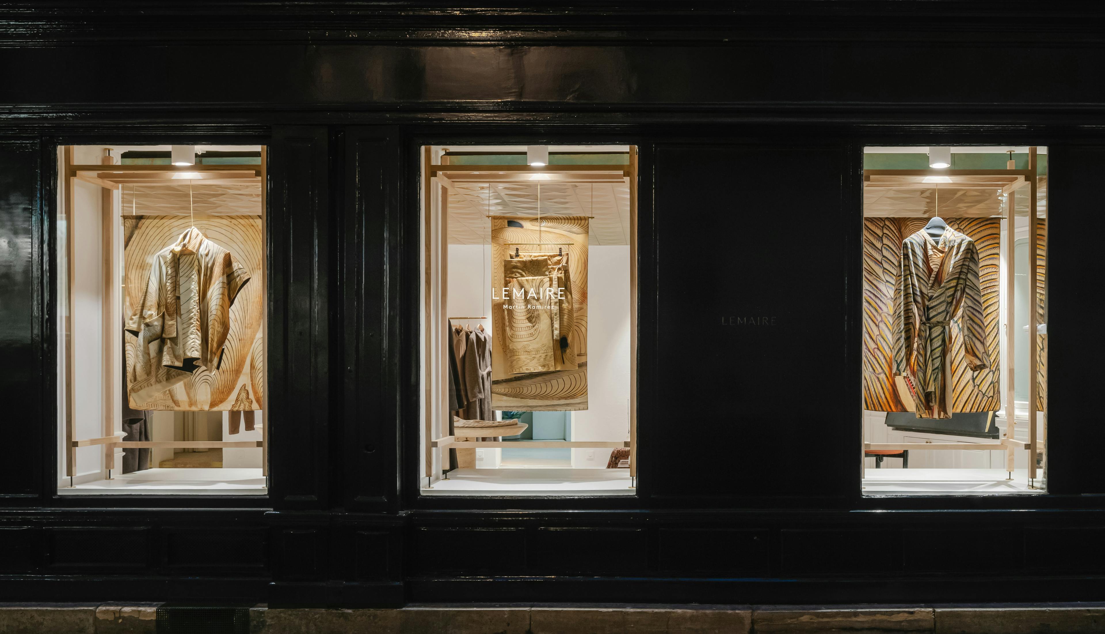 Lemaire flagship Marais windows displays with the Martin Ramirez capsule collection