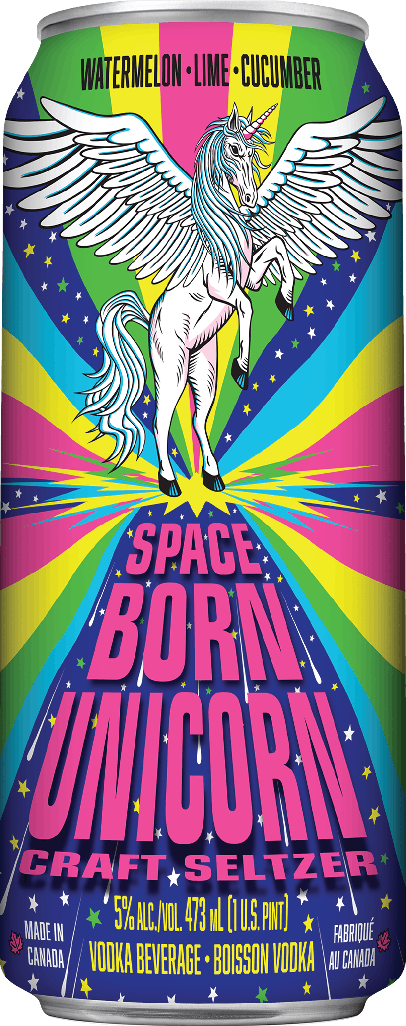 Can of Space Born Unicorn craft seltzer