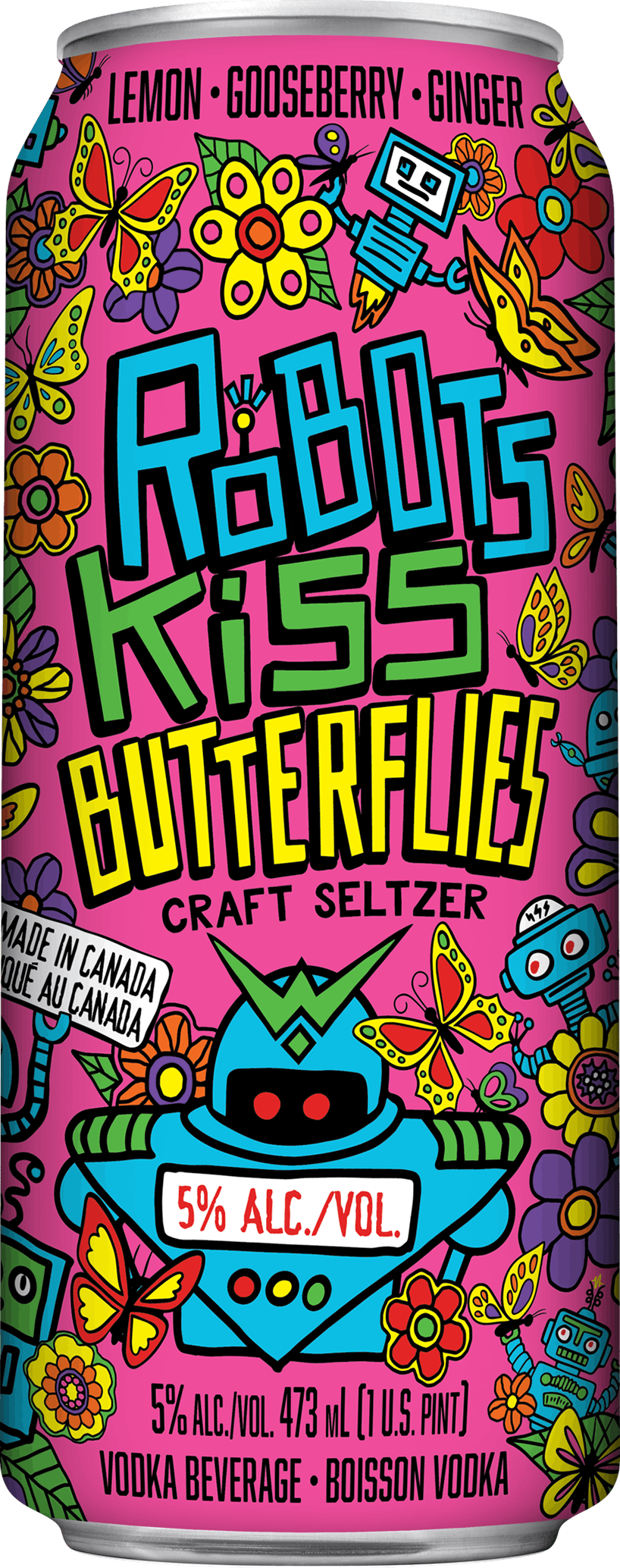 Can of Robots Kiss Butterflies craft seltzer