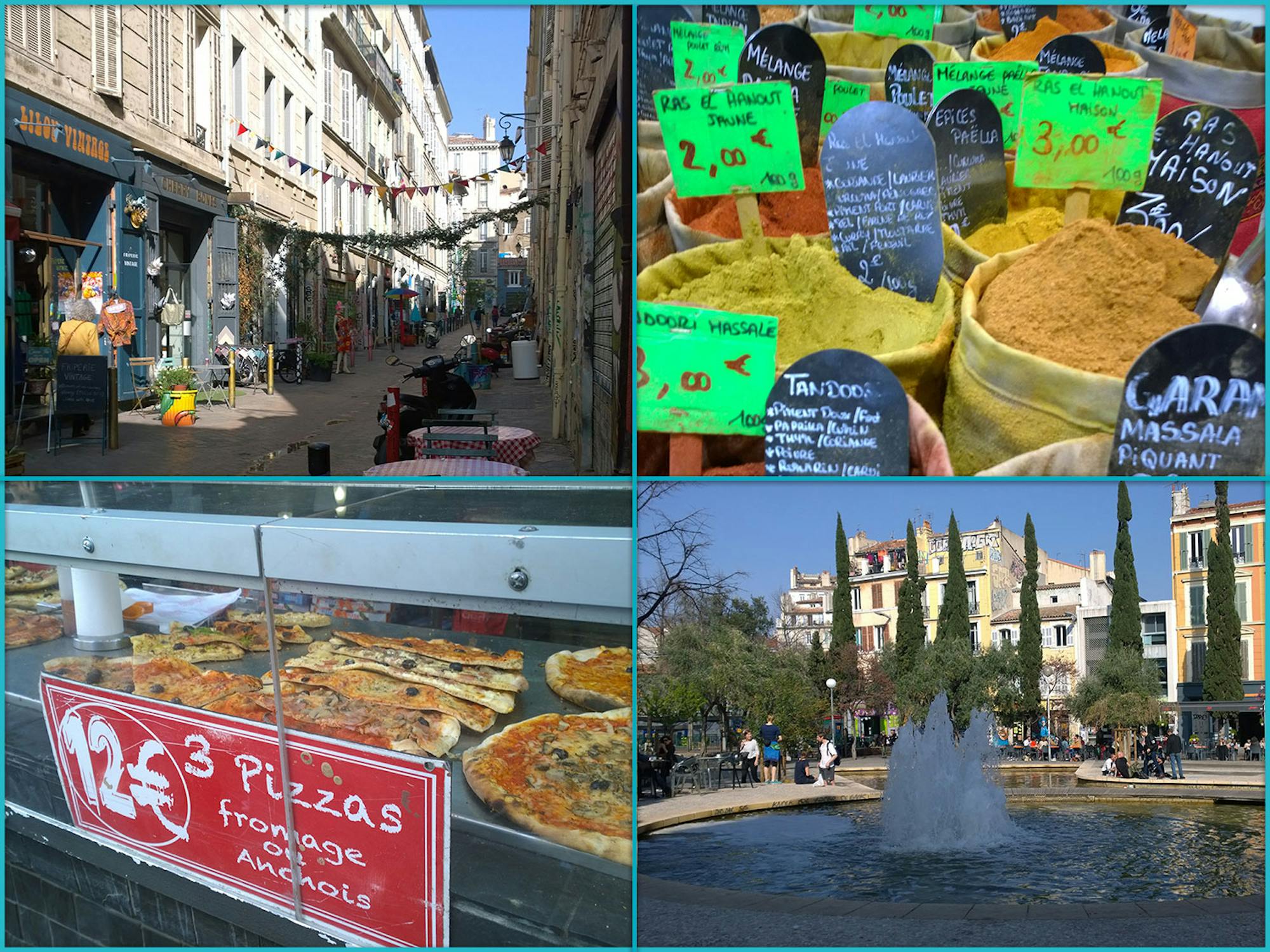 Pizza i przyprawy w Marsylii, Francja