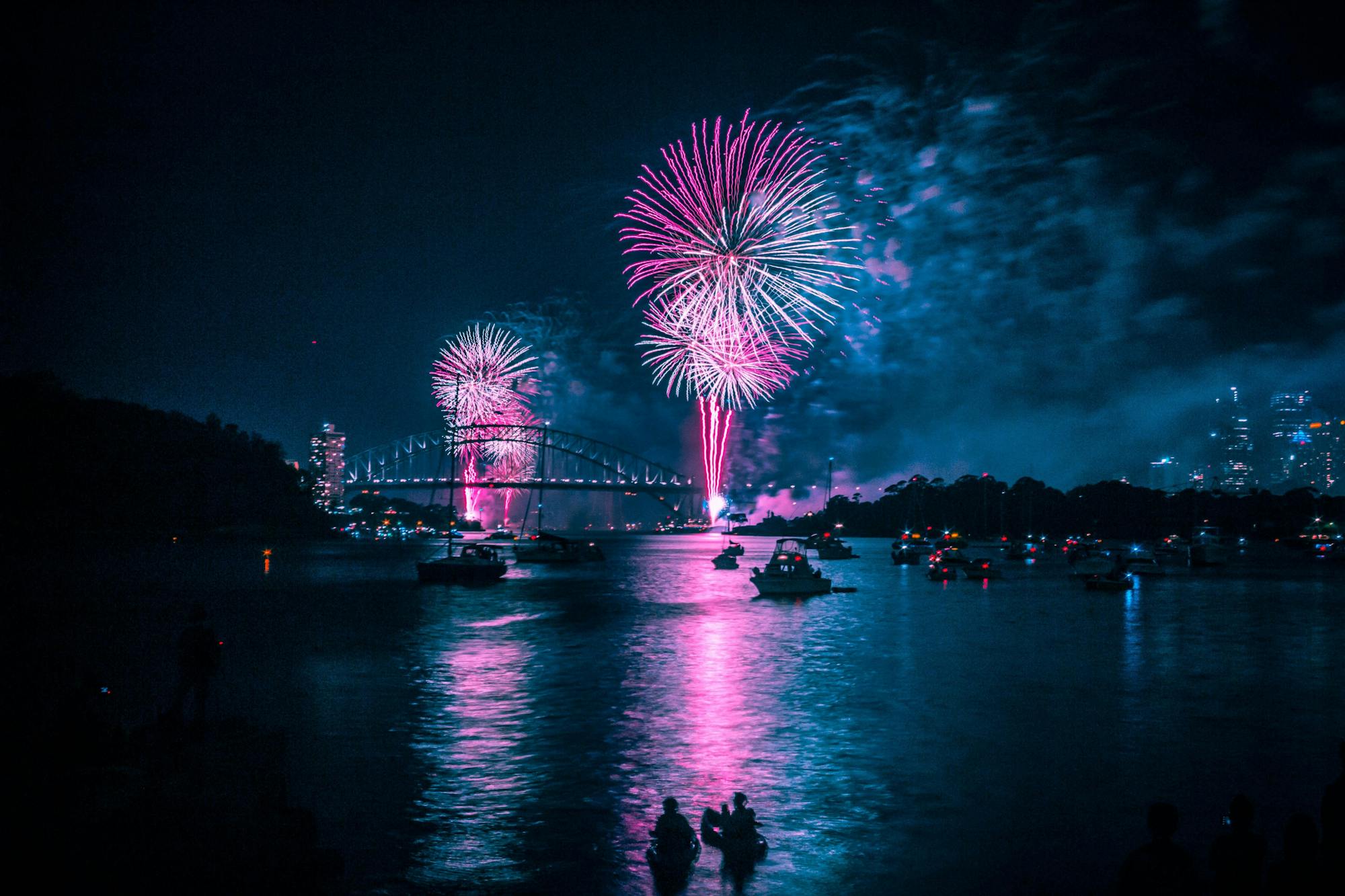 Feuerwerk über Sydney zu Neujahr 