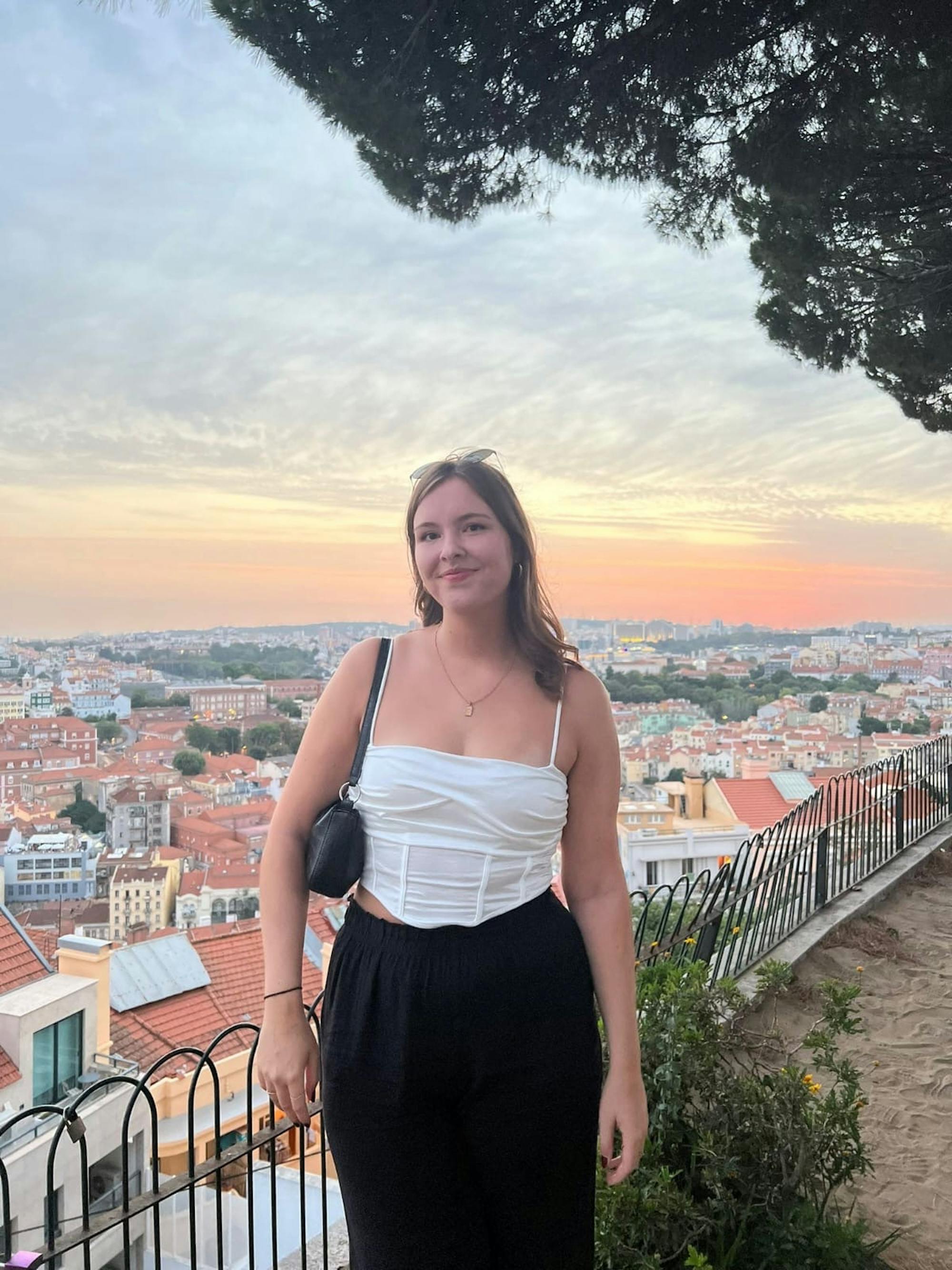Leah is standing at one of the many wonderful viewpoints (miradouro) in Lisbon. 