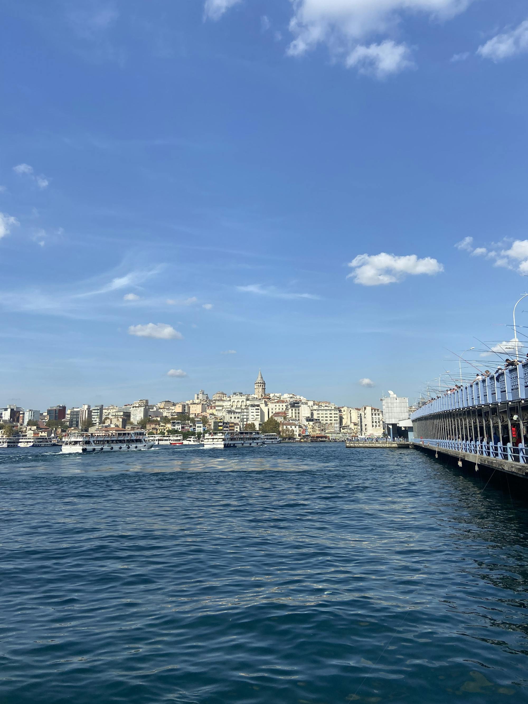 Blick auf den Bosporus und die Gallata-Brücke in Istanbul 