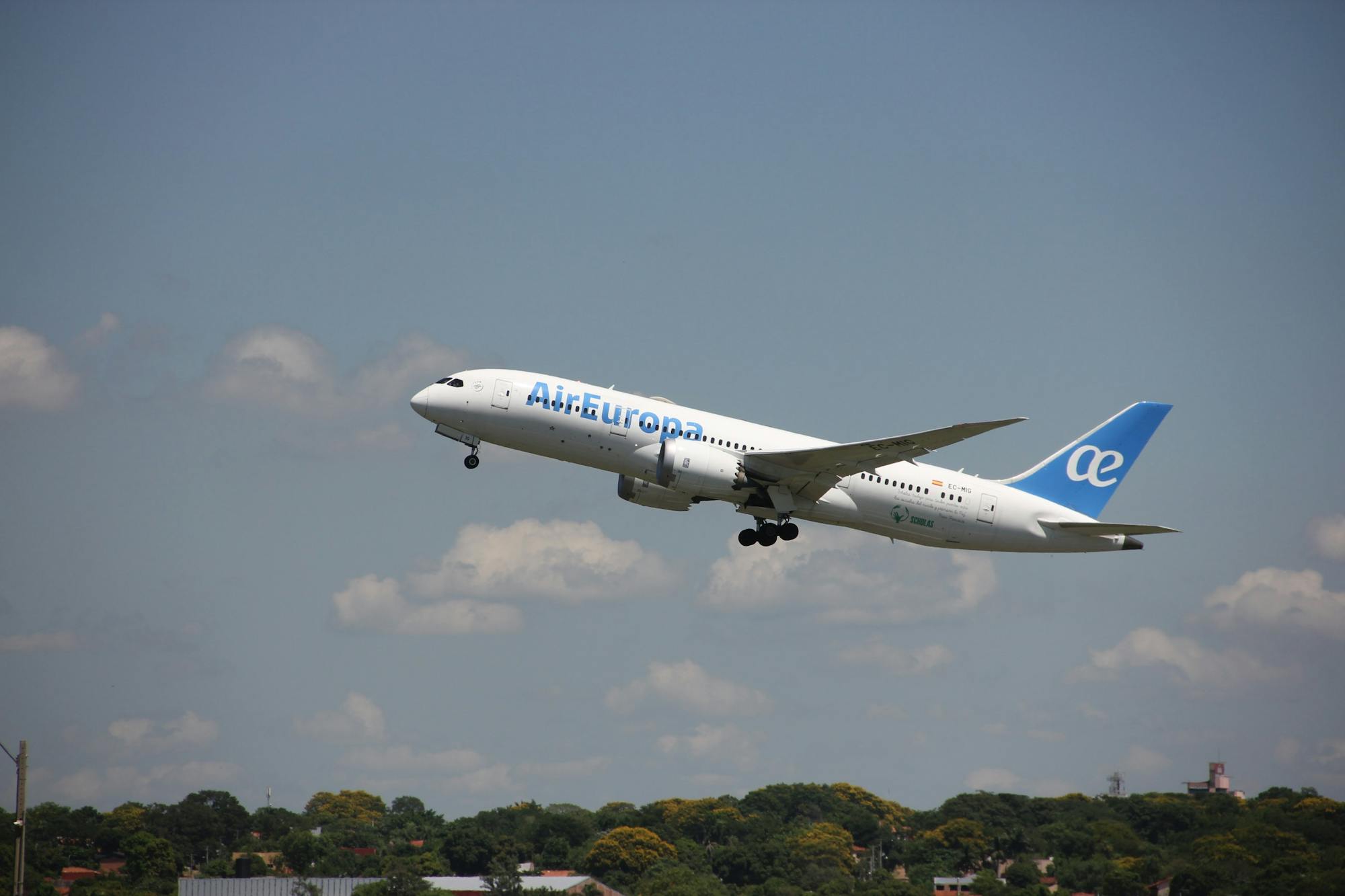 An AirEuropa airplane is taking off