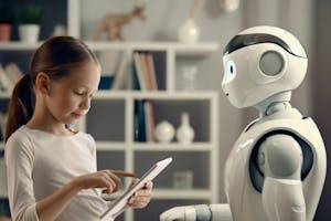 Mädchen mit Roboter