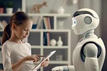 Mädchen mit Roboter