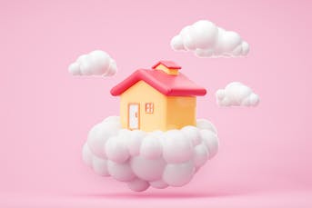 3D-Grafik Haus auf Wolken
