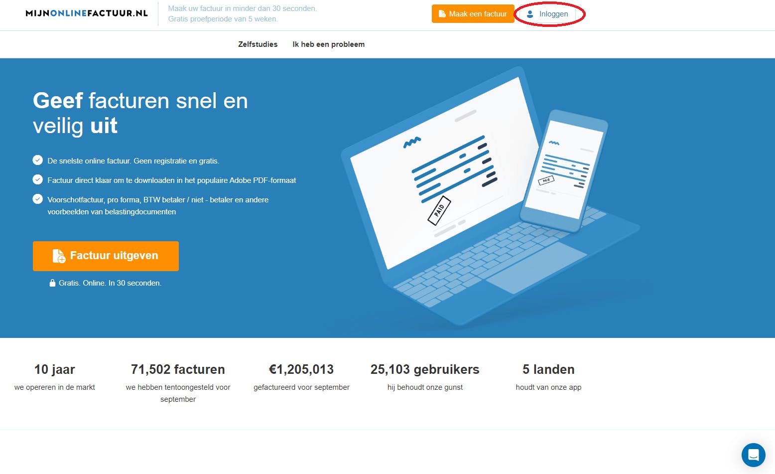 Een account openen bij Mijn-Online-Factuur.nl.