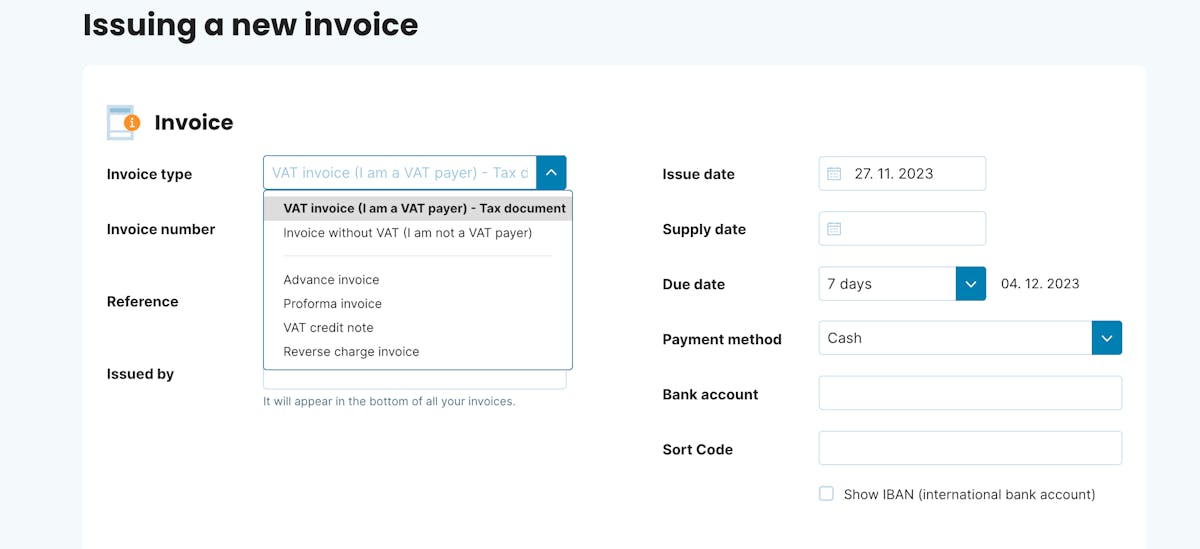 Invoice Type VAT