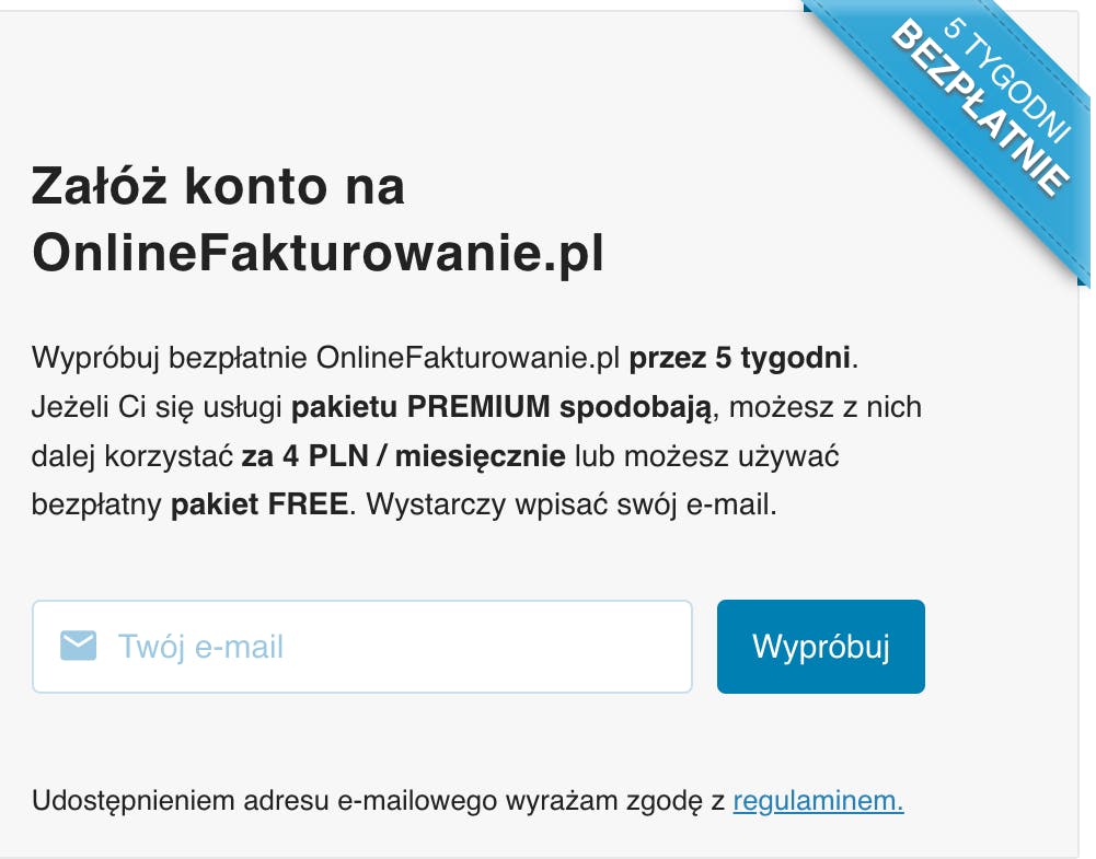 Utworzenie konta w serwisie OnlineFakturowanie.pl