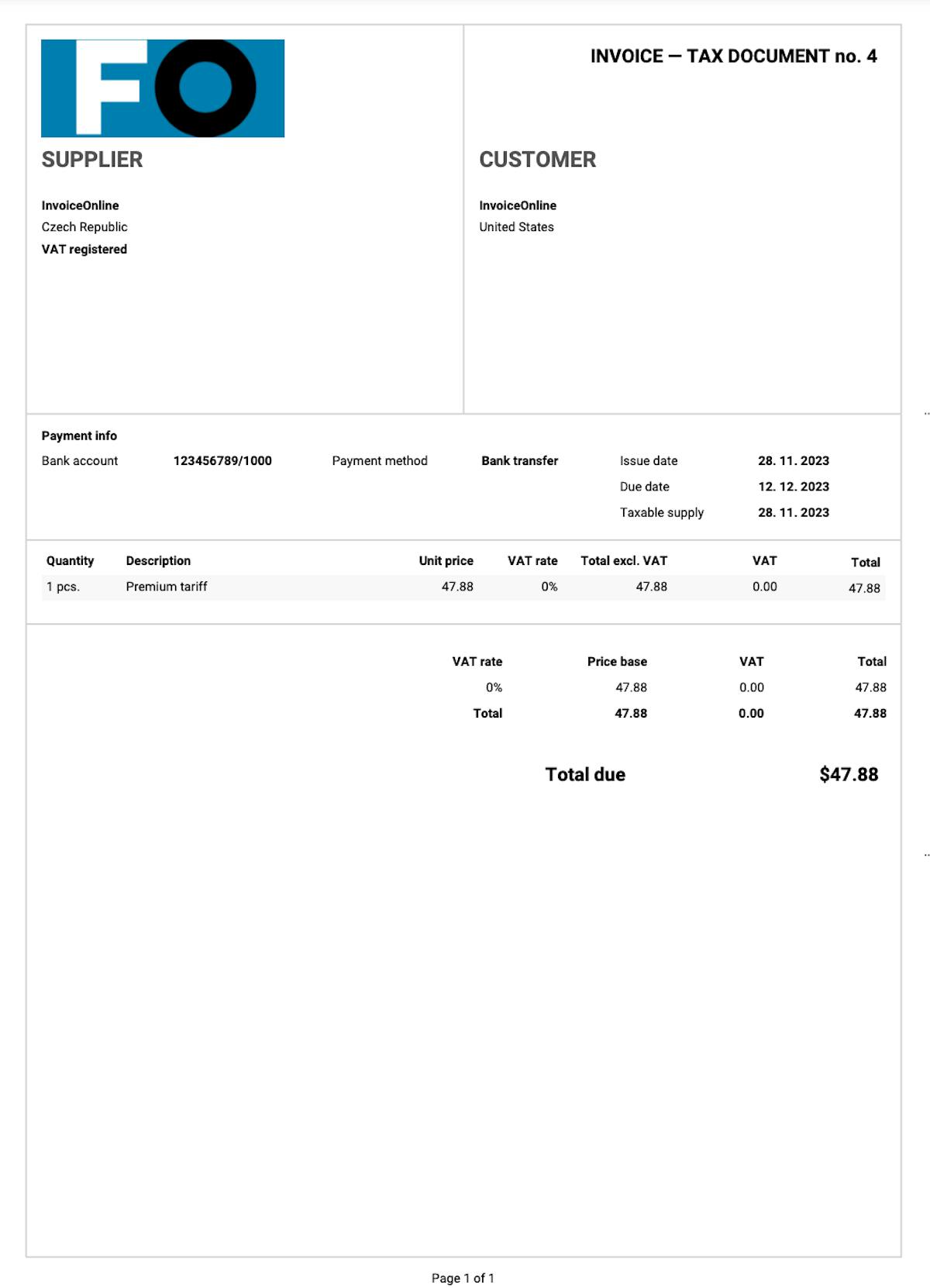 Simple invoice style