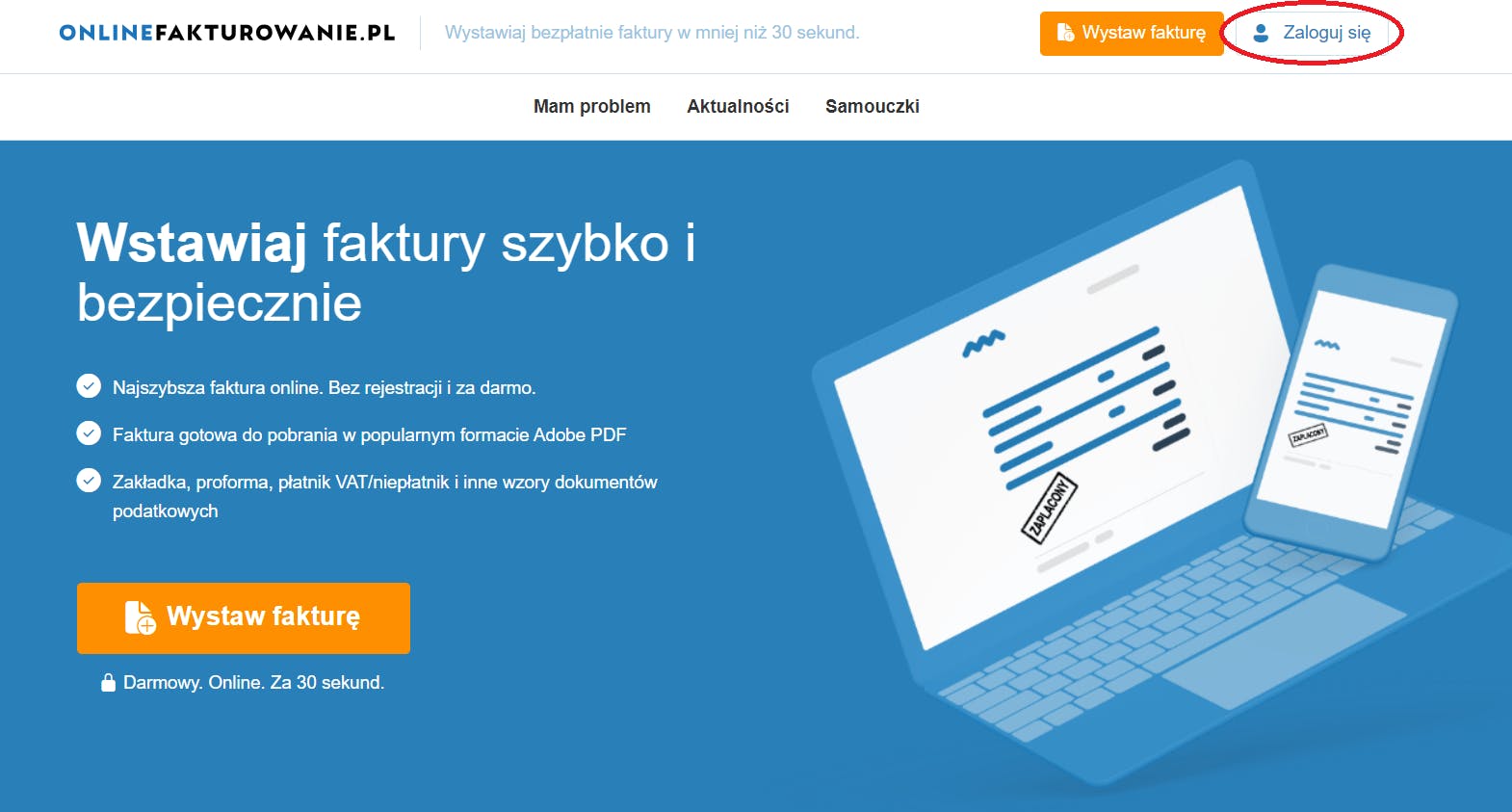 Utworzenie konta w serwisie OnlineFakturowanie.pl