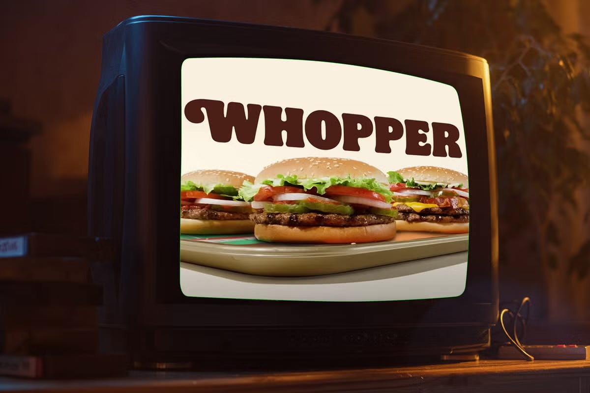 Whooper Advert on an old fashioned TV