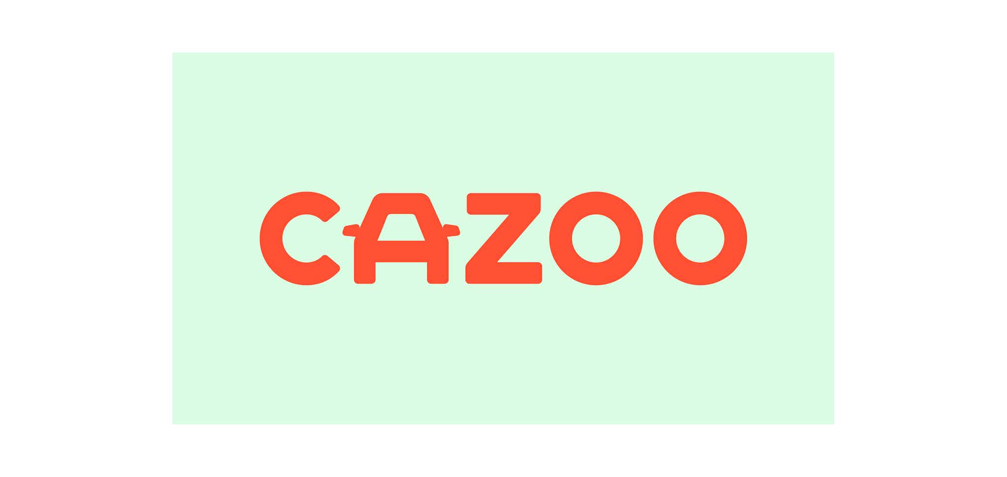 Cazoo logo on a light green background