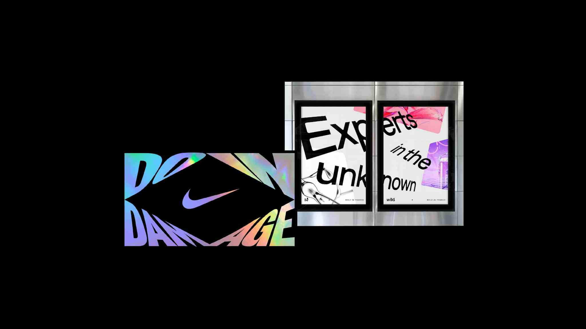 Nikediamond Logo and Experts in the Unknown Logo on a black background