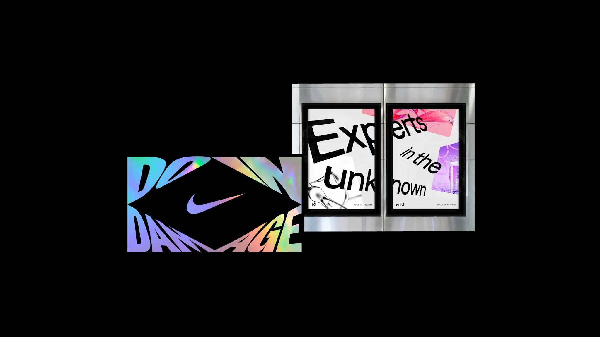 Nikediamond Logo and Experts in the Unknown Logo on a black background