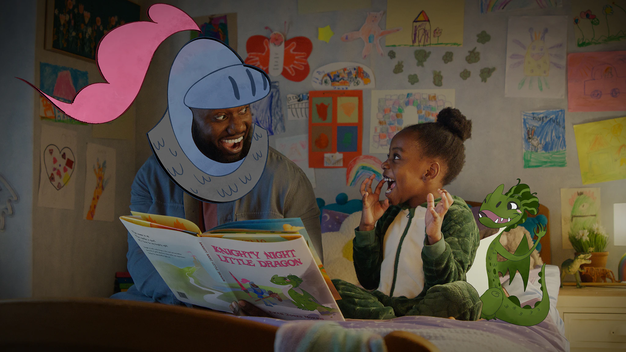 a young girl using sign language to a animated cartoon