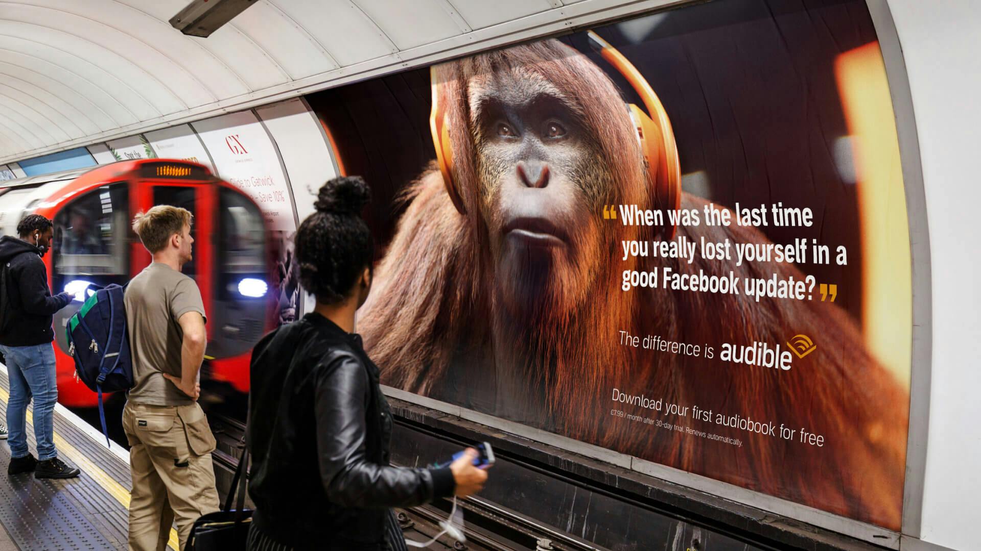 Audible Mindless Moments Poster Campaign on tube