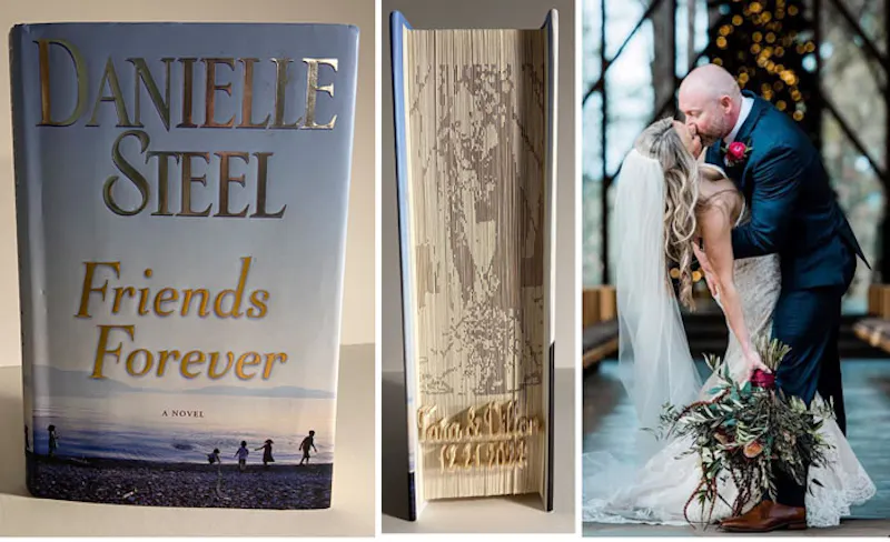 Shadow fold with embossed wording - customer supplied book