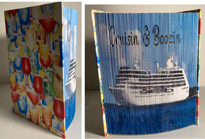 Photo strip book with cut and fold wording