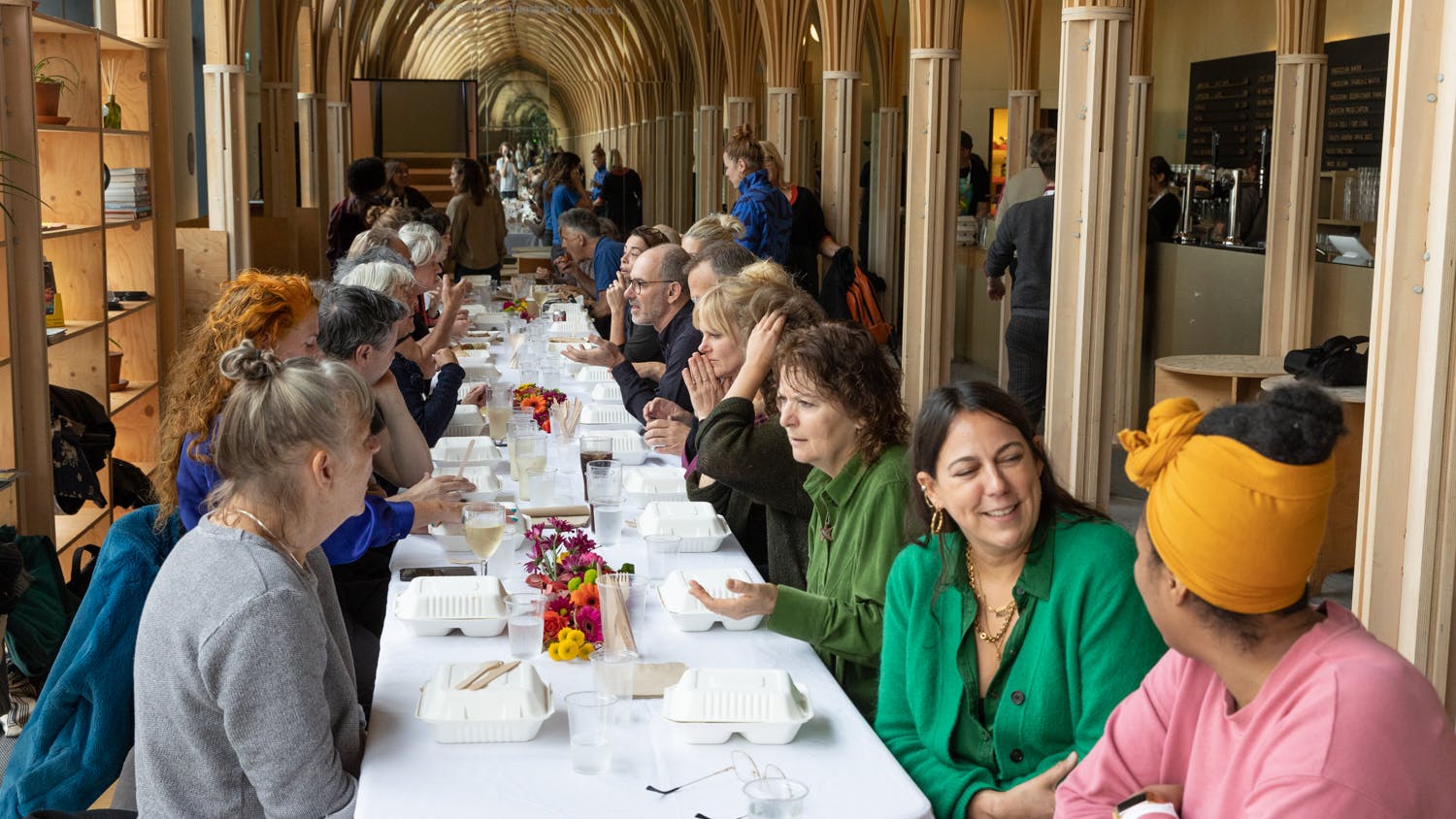 Community meal attendees at The Clearing in Quarterhouse, Folkestone