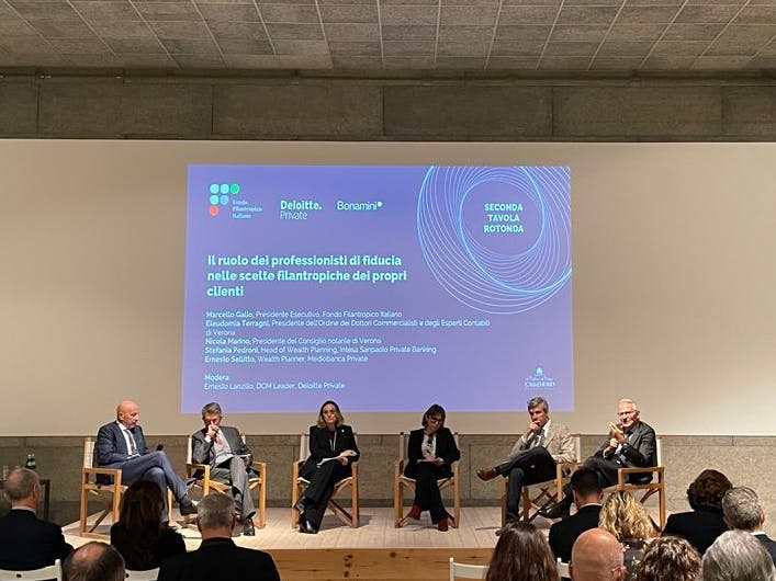 24/10/2023 evento Fondo Filantropico Italiano, Deloitte Private e Studio Bonamini a Ca’ del Moro (Verona)