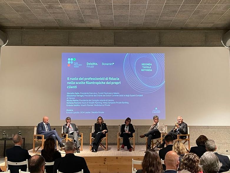 24/10/2023 event by Fondo Filantropico Italiano, Deloitte Private and Studio Bonamini in Ca’ del Moro (Verona)