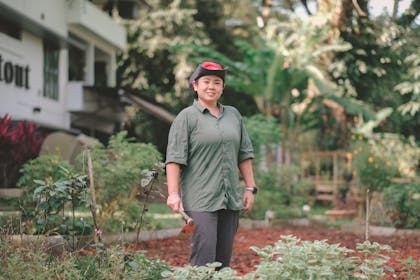 Photo of Michelle Tan in the garden