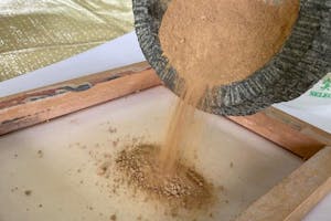 Preparing the sieve the dried and grounded soil 