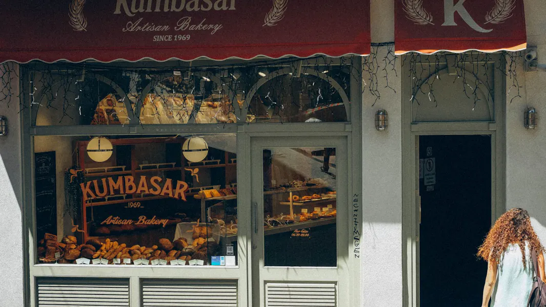 Same bags, different terms An artisan bakery shopfront with bread and pastries on display