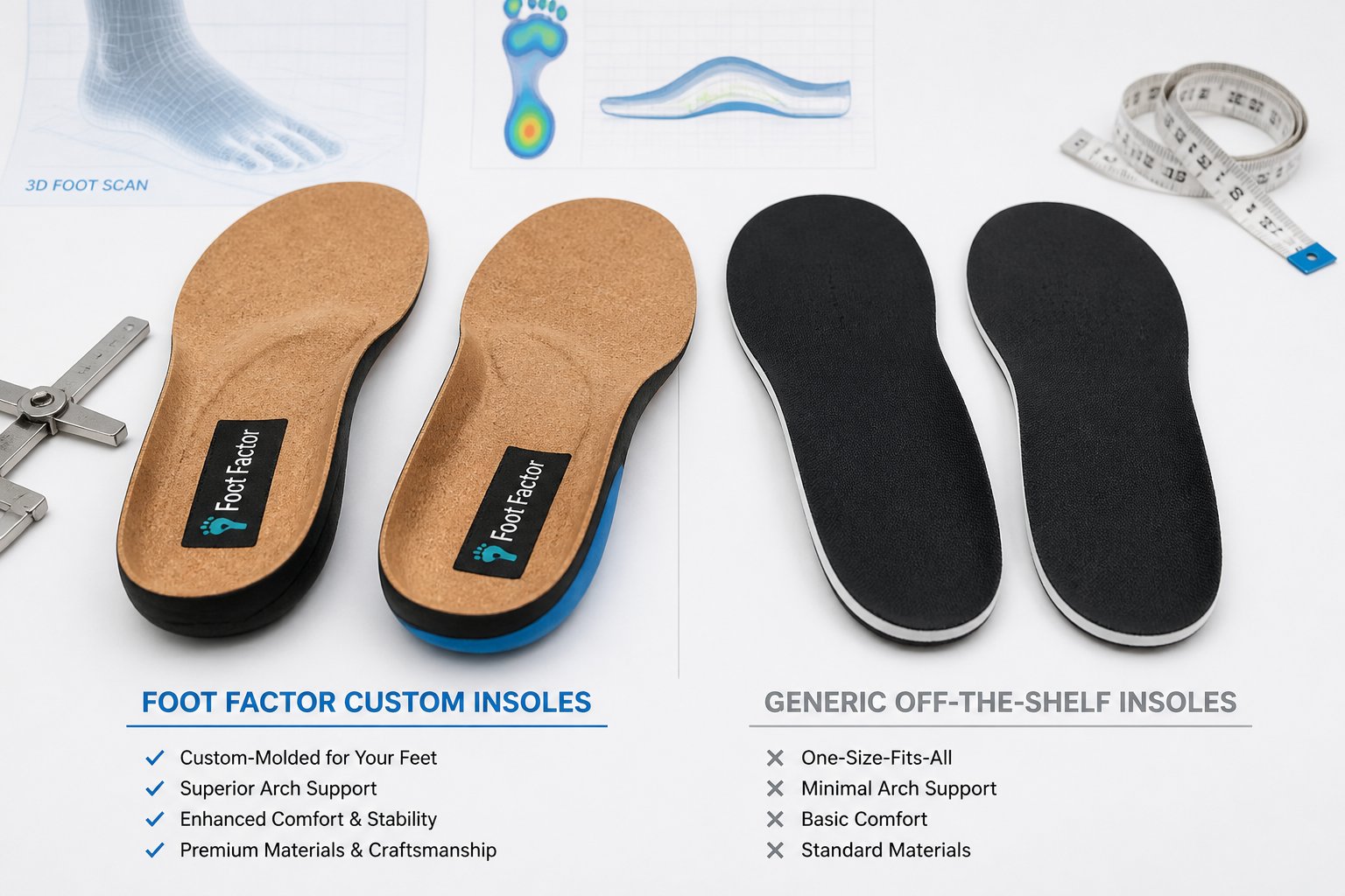 footfactor custom insoles vs off the shelf insoles