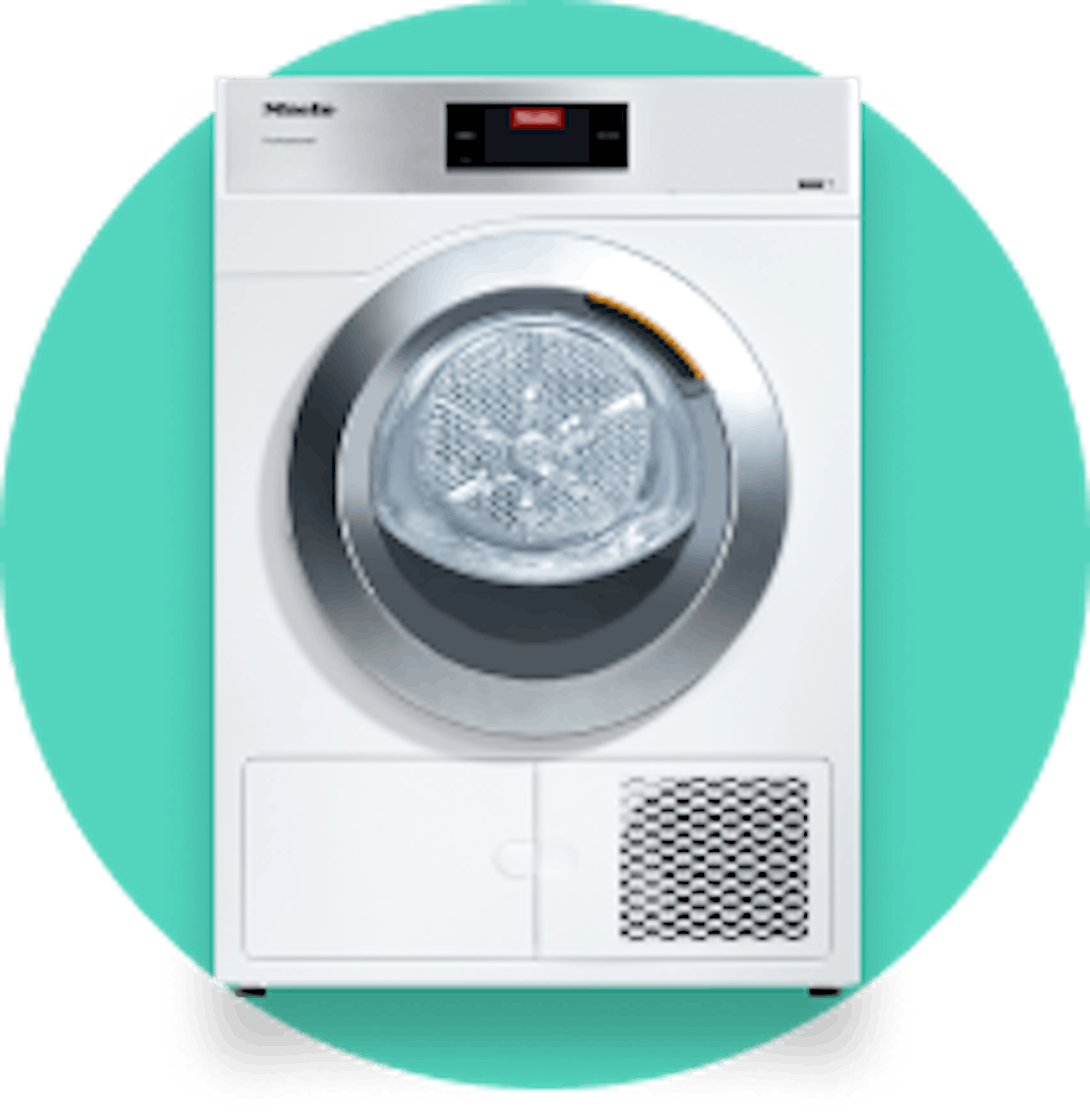 Icon with Miele Little Giants Dryer on green background