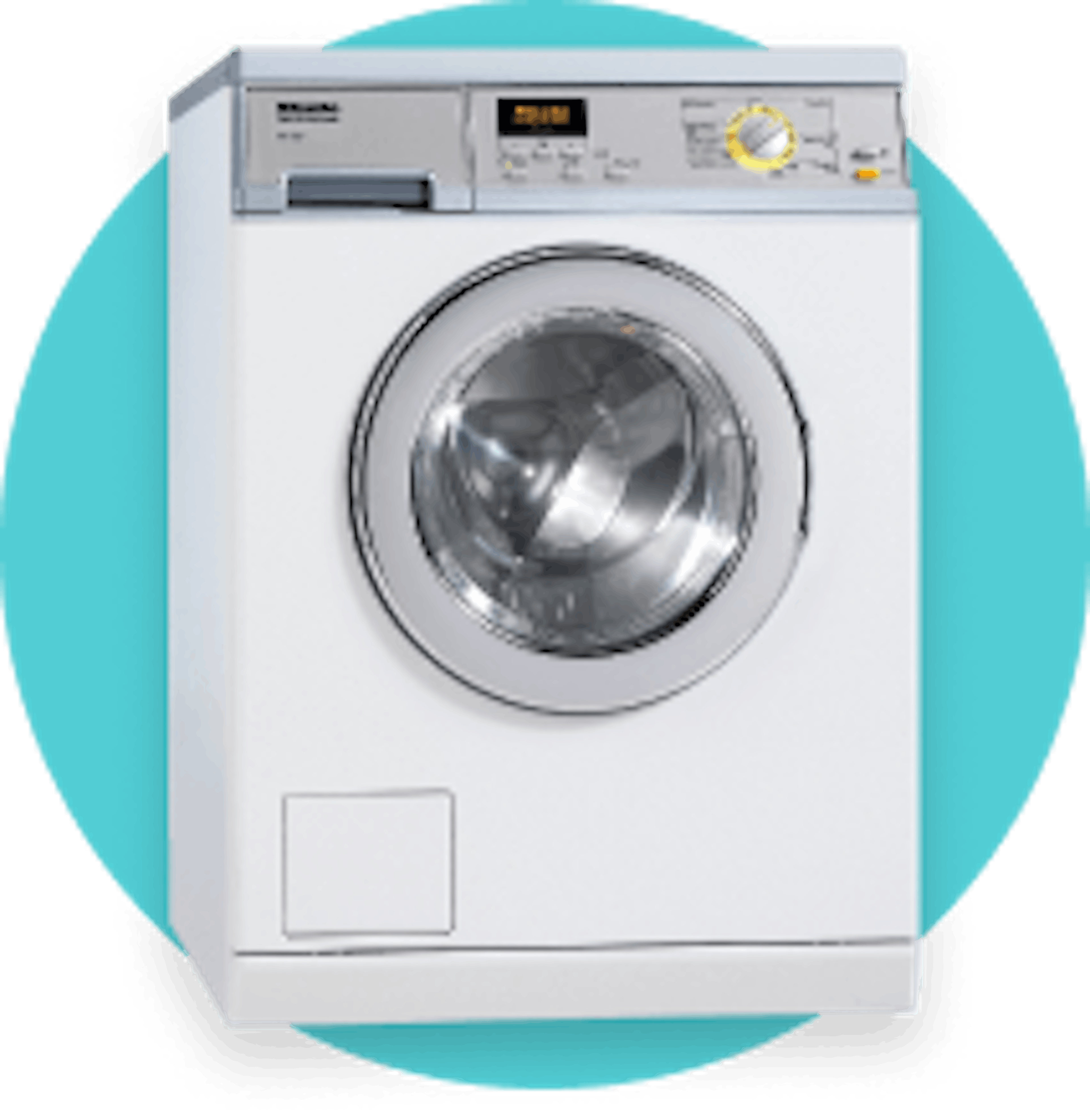 Icon with Miele Washer on turquoise background