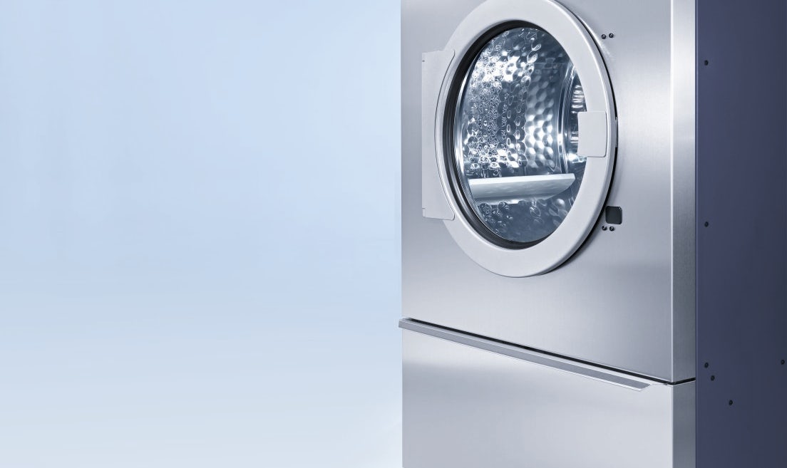 Miele Commercial Dryer, Professional, Series PT8000, PT8253, PT8333, PT8403 Vario, Stainless Steel, Side View