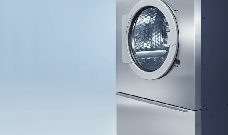 Miele Commercial Dryer, Professional, Series PT8000, PT8253, PT8333, PT8403 Vario, Stainless Steel, Side View