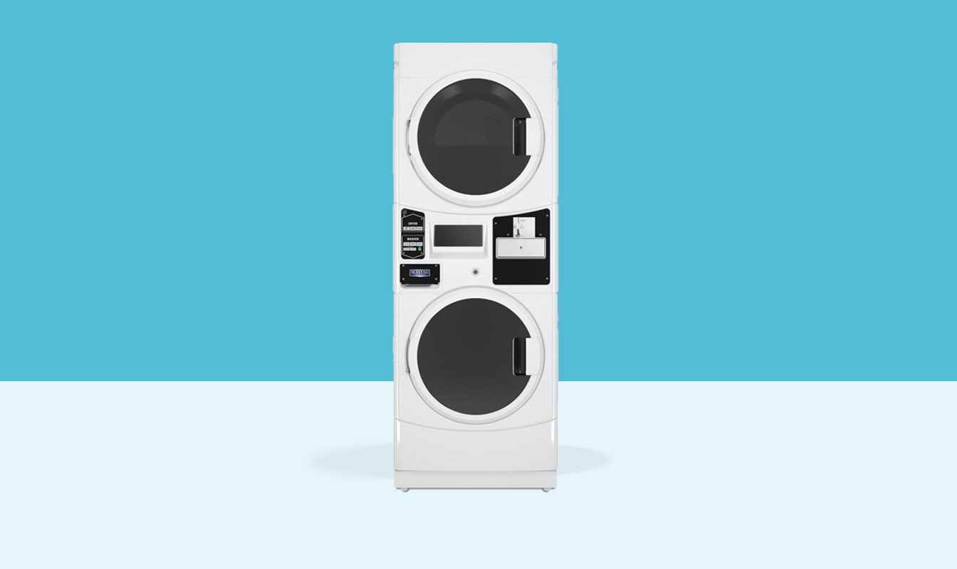 White Maytag 9kg commercial washer dryer stack mle22pd