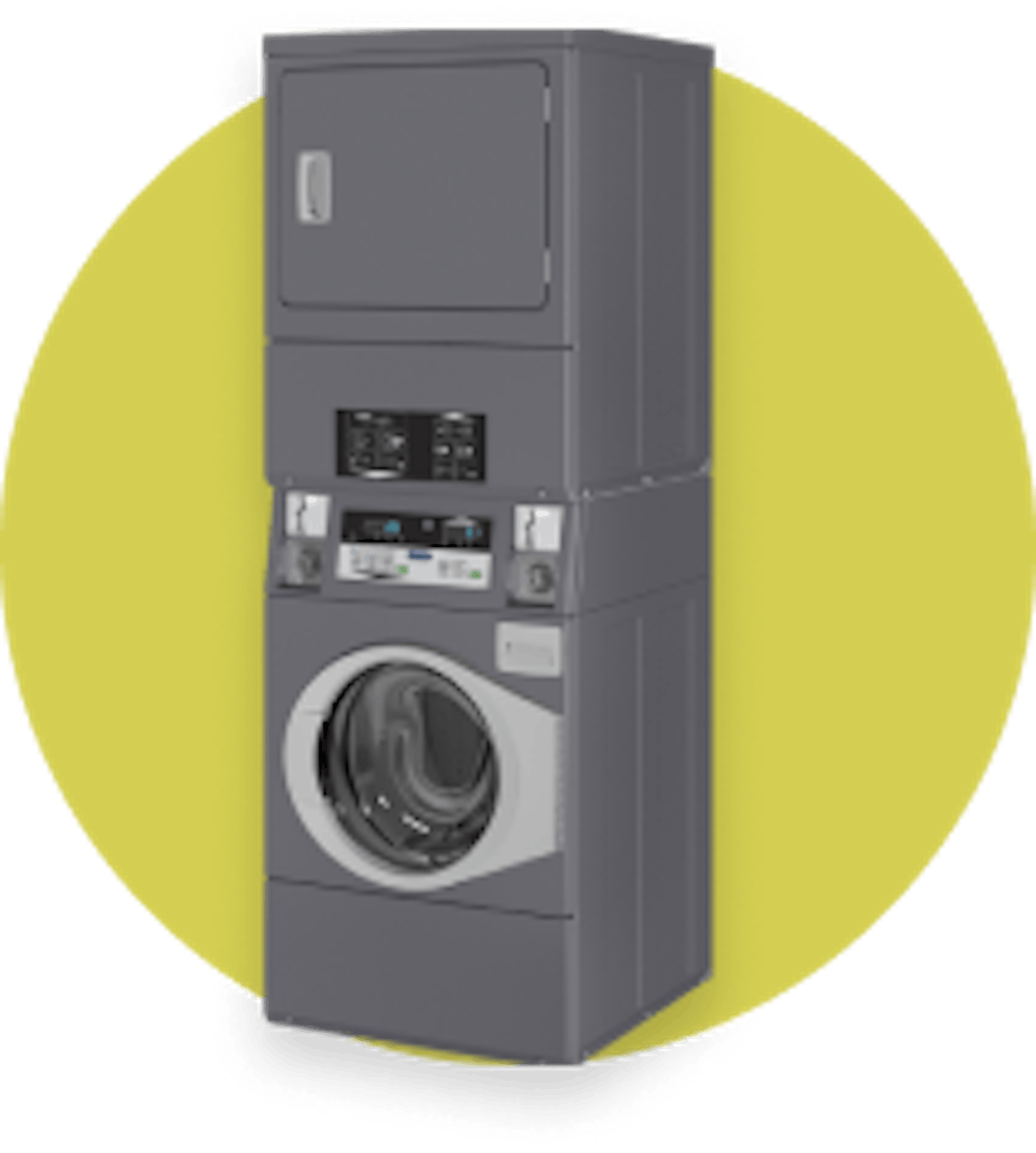 Icon with Stacked Washer Dryer on yellow background
