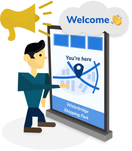 Wayfinding Digital Signage Screen with Man