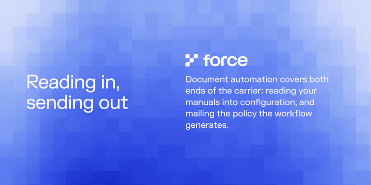 Both ends of the document problem: reading the manual in, sending the policy out.