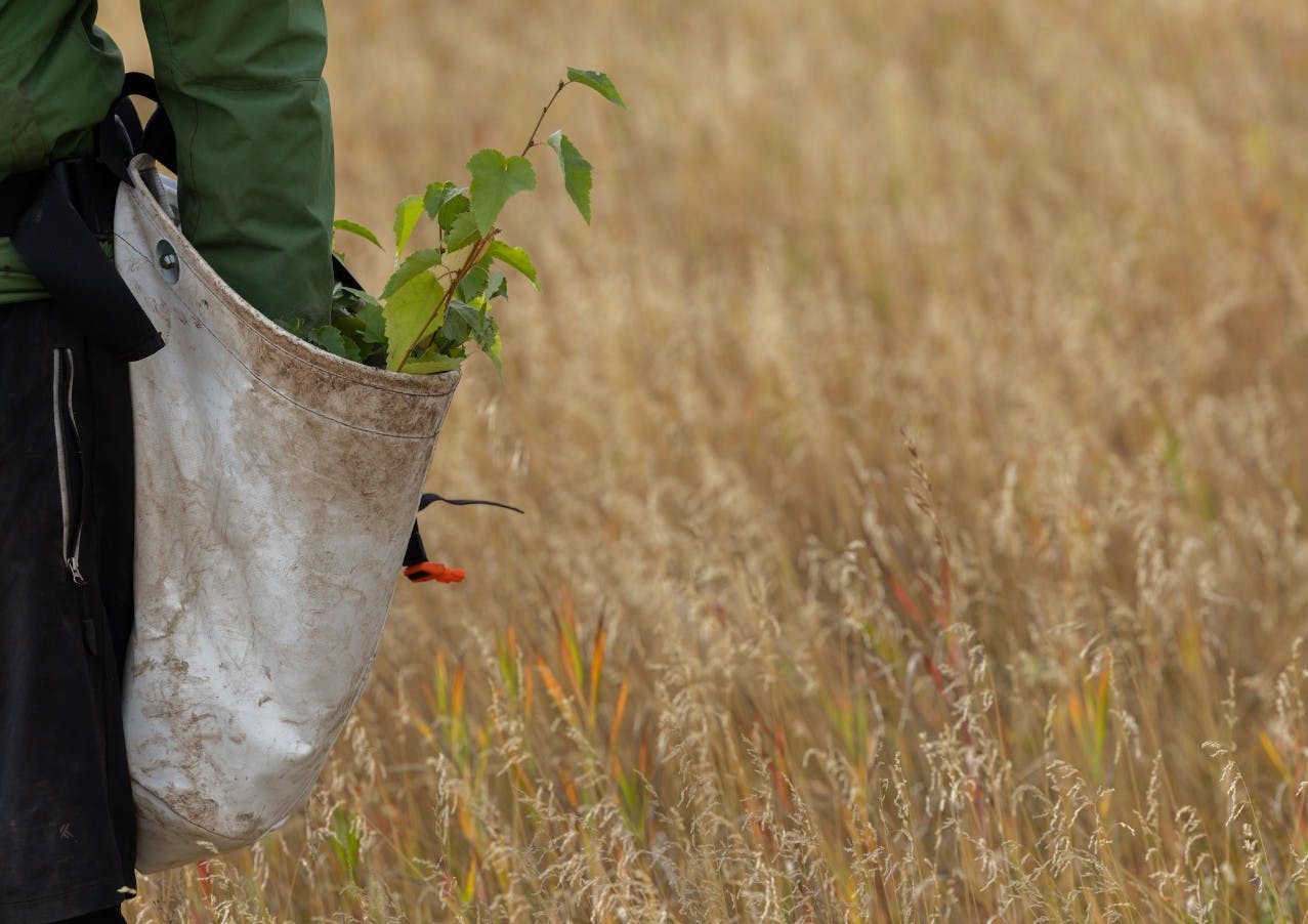 Man holding planting bag