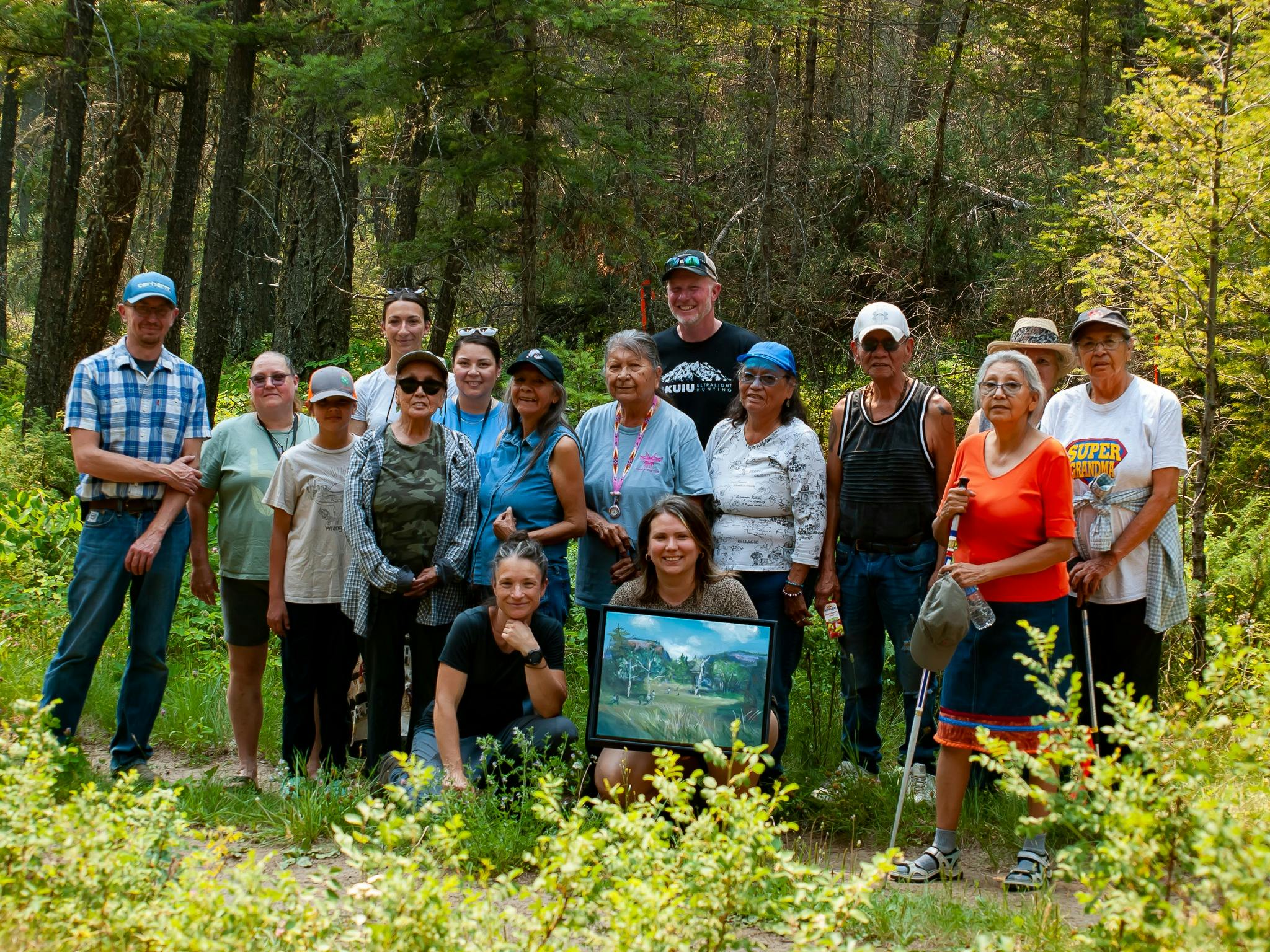 People standing in a group in forest