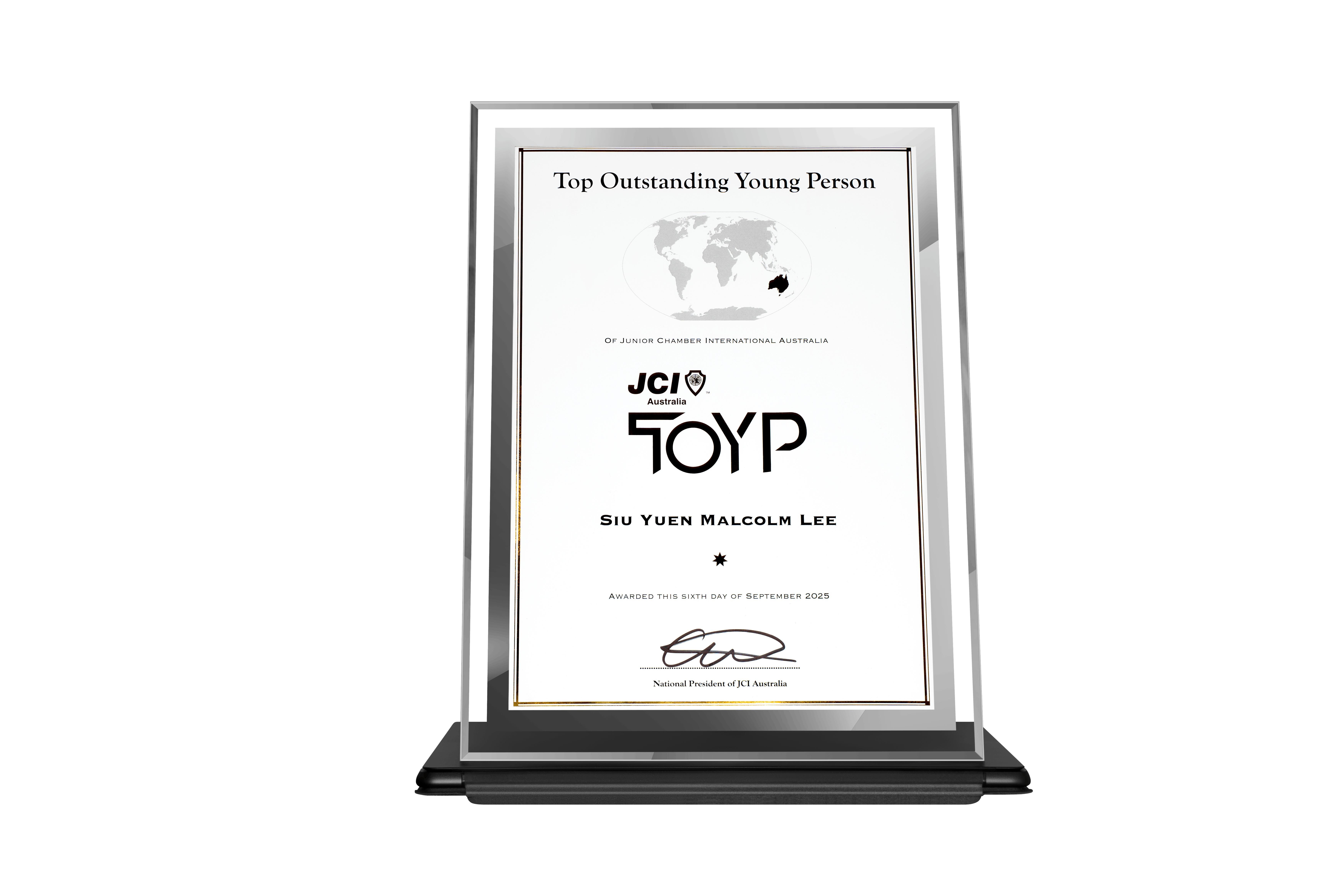 Licensed Estate Agent Malcolm Lee was announced as one of Australia’s Ten Outstanding Young Persons (TOYP) for 2025 by JCI Australia