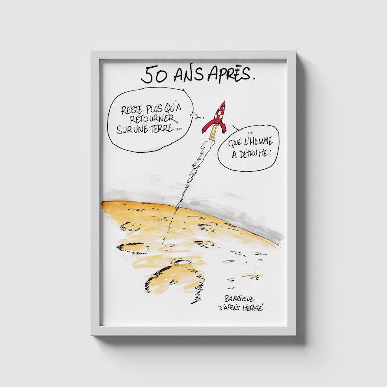 50 ans l'homme marchait sur la lune Barrigue d'après Tintin