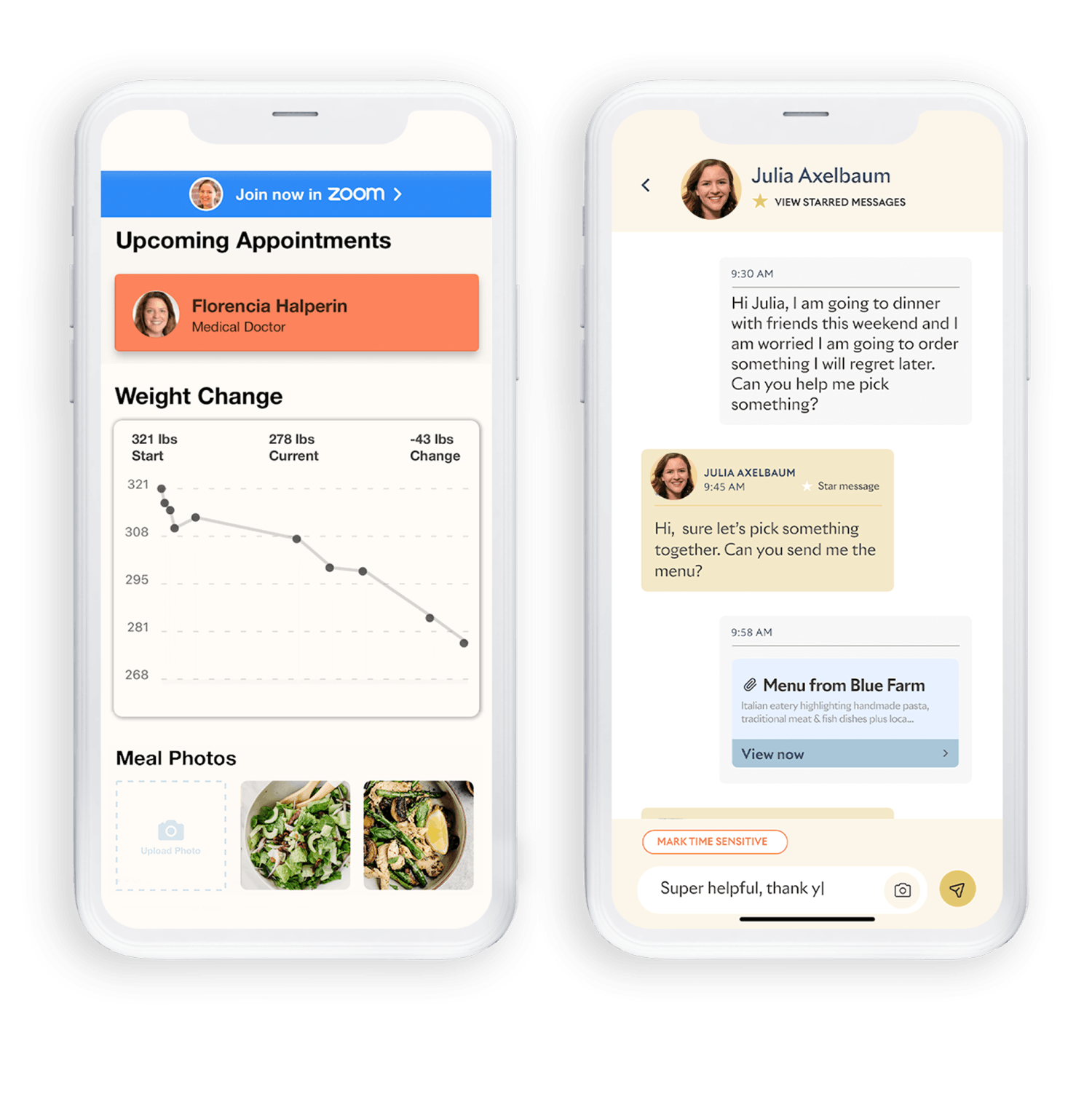 Screenshots of the Form Health mobile app