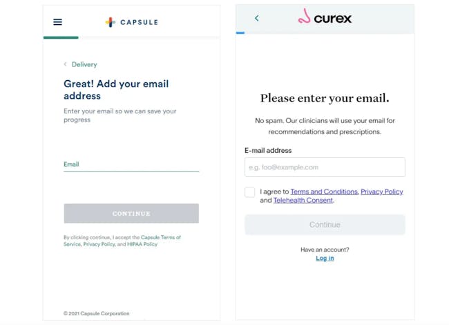 Capsule-Curex-email-validation-signup-flow