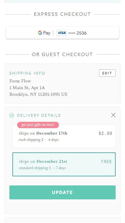 Optimizing checkout form design