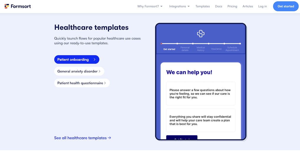 Formsort - Healthcare HIPAA compliant form builder