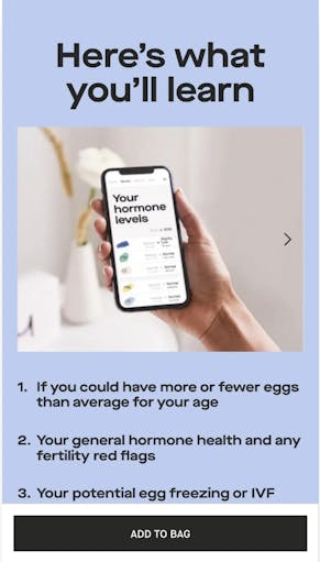 Information screen quiz example - Modern fertility