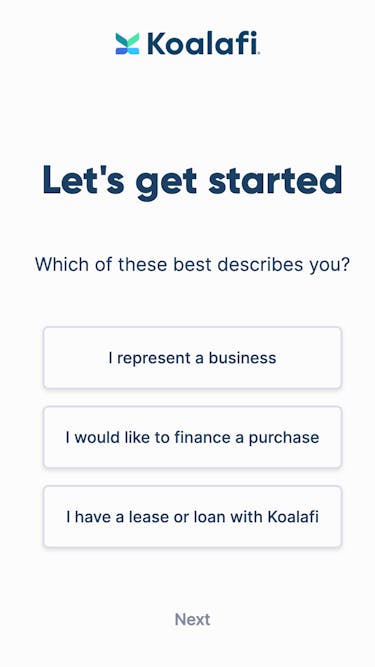 Koalafi form landing page