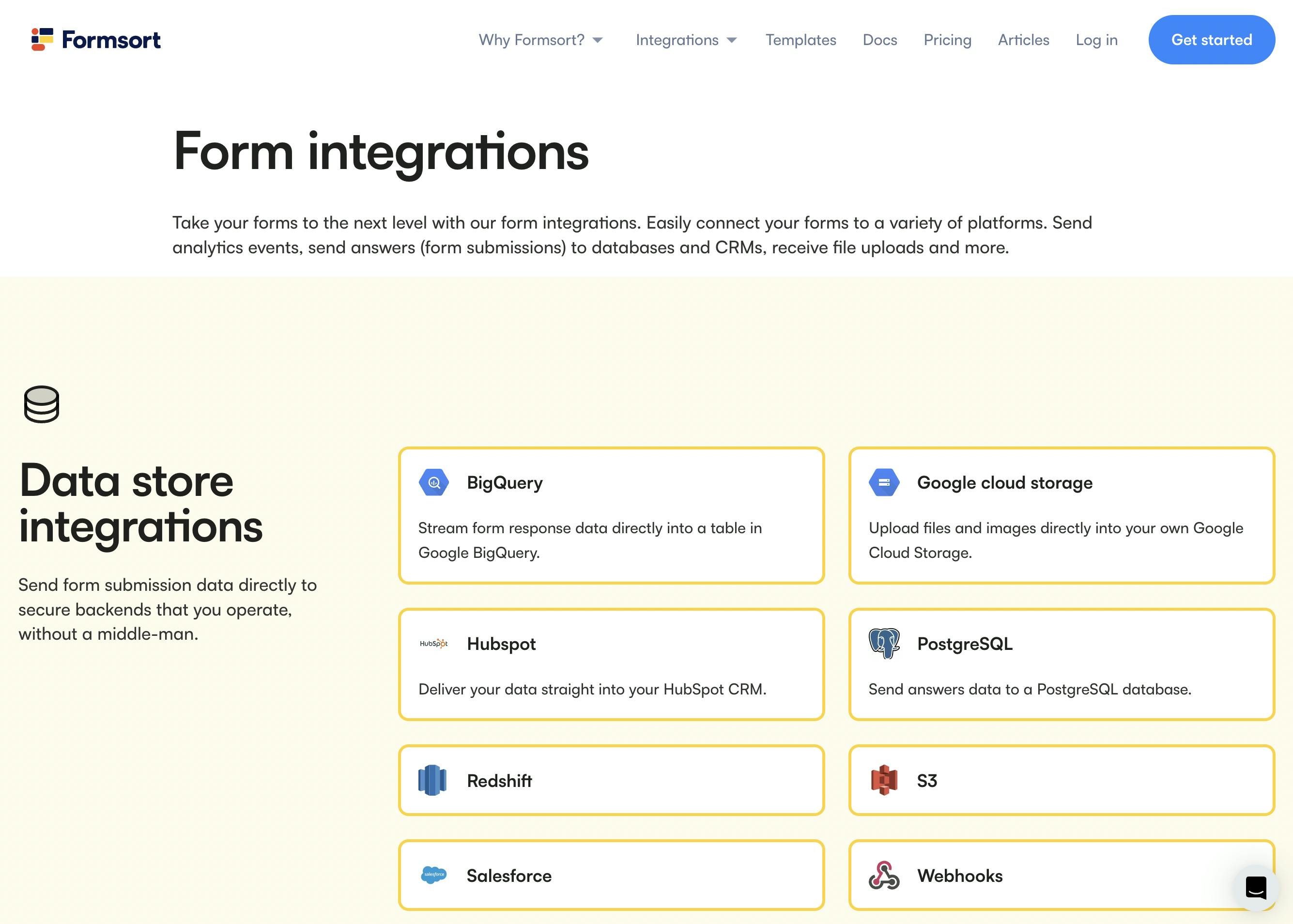 Formsort form builder integrations